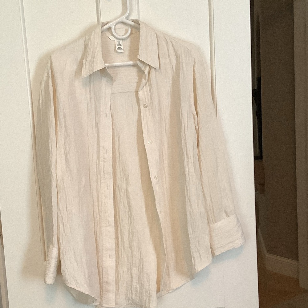 H&M Cream Button-Up Shirt, oversized